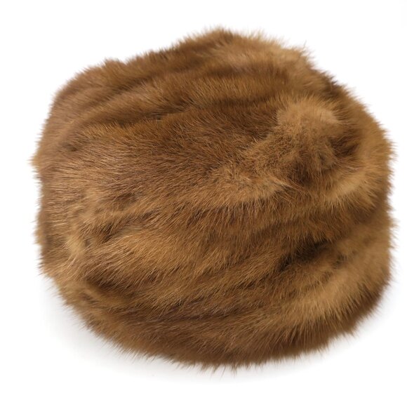 Vintage Women's Canadian Brown Mink Fur Pillbox Hat 60s Mary Frances Davin USA - Picture 2 of 3
